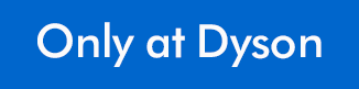 Um emblema azul com texto branco onde se lê "Exclusivo na Dyson".